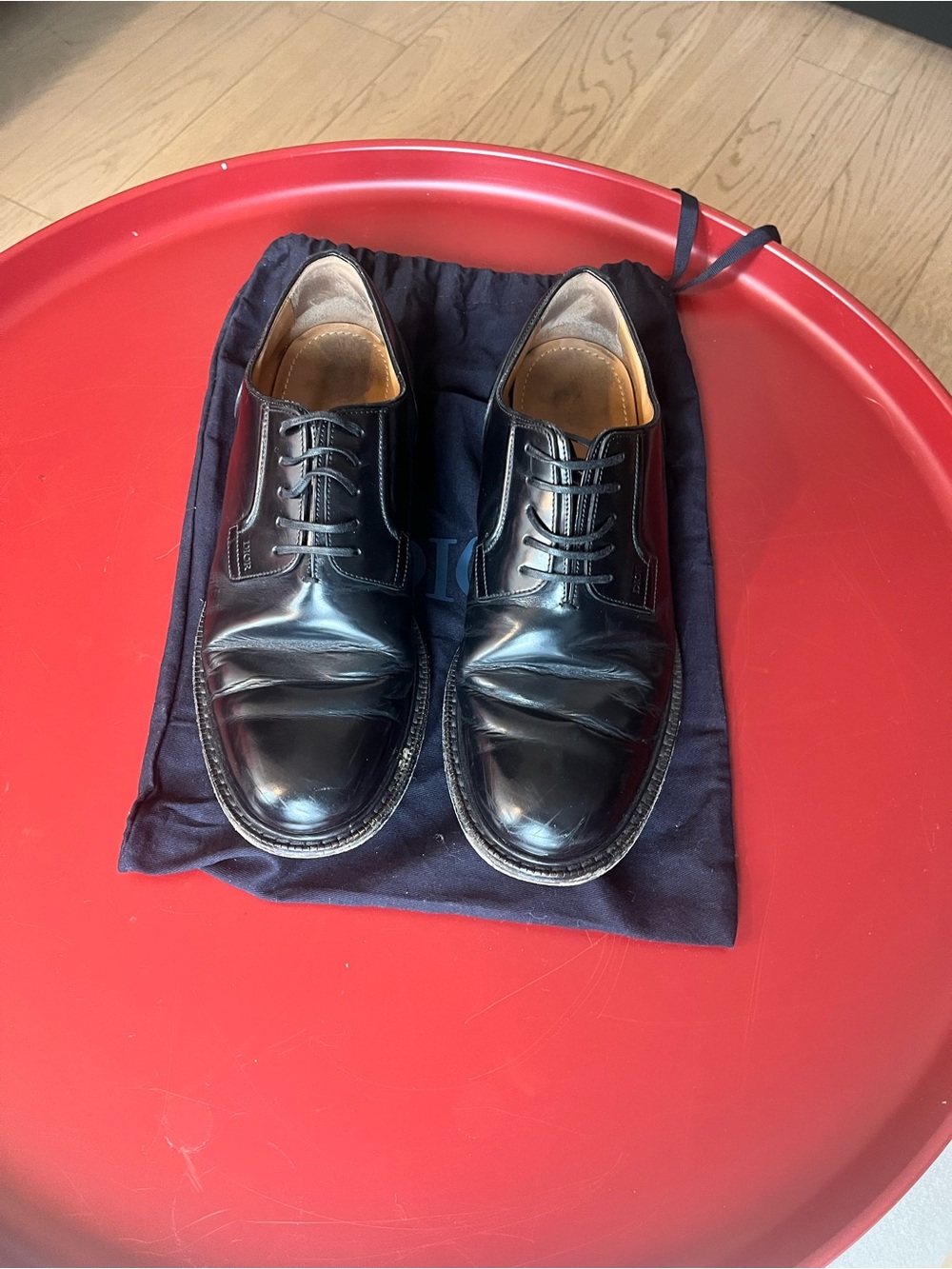 Dior Black Leather Men's Lace-Up Oxfords